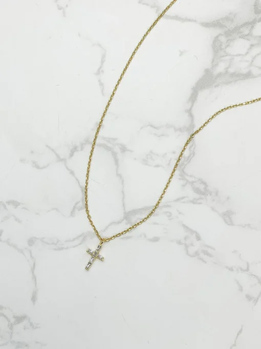 Gold Dipped Mini Cross Pendant Necklace