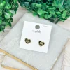Gold Heart Bow Stud Earrings