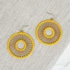 Gold Open Matte Metal Dangle Earrings - Mustard