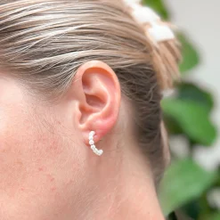 Gold Plated Pearl Hoop Earrings