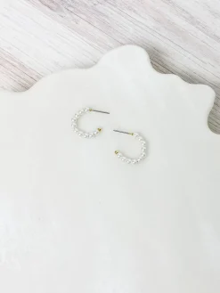 Gold Plated Pearl Hoop Earrings
