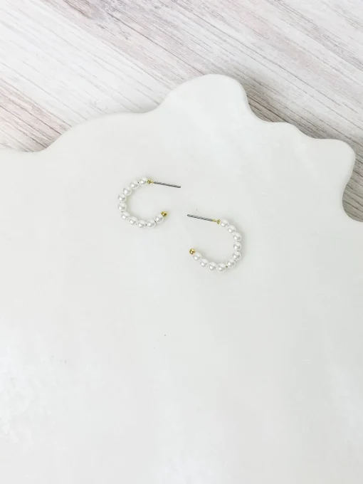 Gold Plated Pearl Hoop Earrings