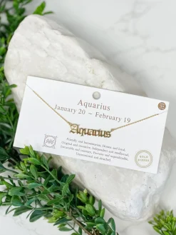 Gold Script Zodiac Necklaces