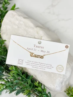 Gold Script Zodiac Necklaces