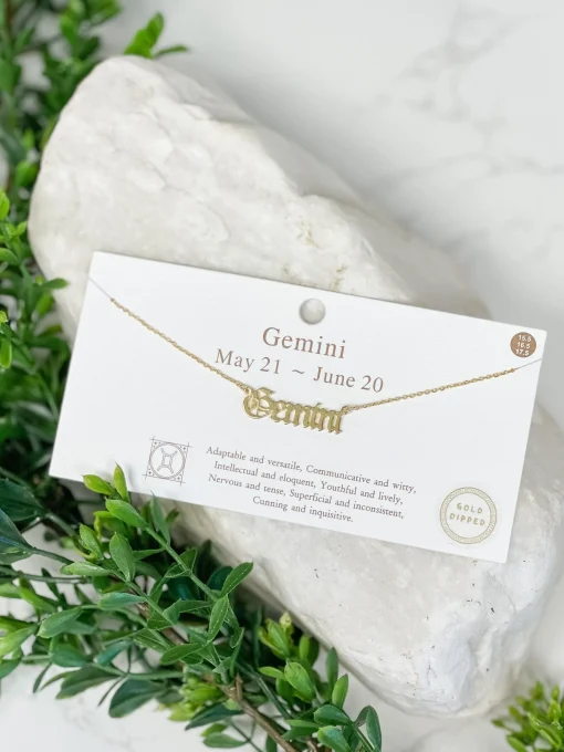 Gold Script Zodiac Necklaces