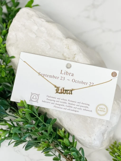 Gold Script Zodiac Necklaces