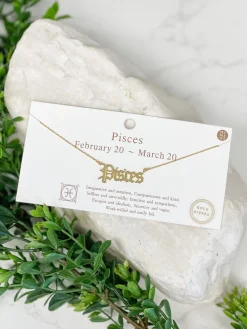 Gold Script Zodiac Necklaces