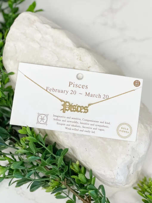 Gold Script Zodiac Necklaces