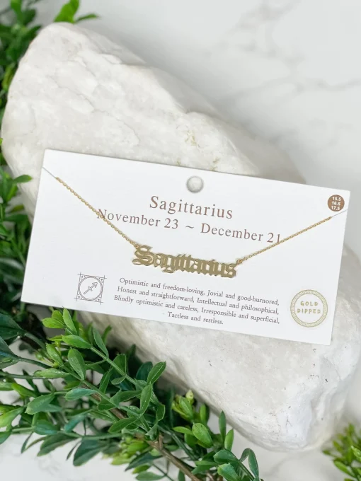 Gold Script Zodiac Necklaces