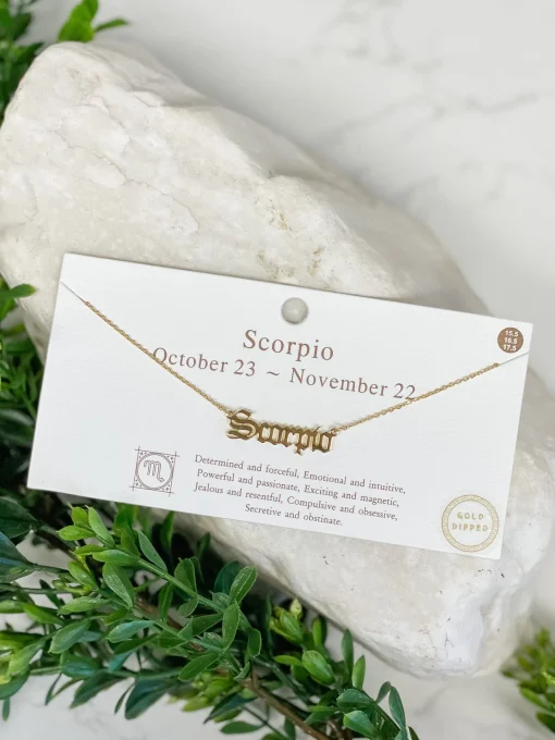Gold Script Zodiac Necklaces