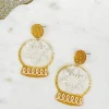 Gold Snow Globe Dangle Earrings - Snowflake