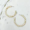 Gold-Foiled Beaded Hoop Earrings - Ivory