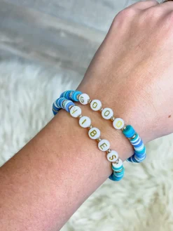 'Good Vibes' Stretch Bracelet Set - Blue Multi