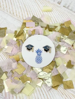 Graduation Cap Signature Enamel Studs by Prep Obsessed