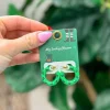 Green Clover Hoop Earrings