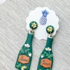 Green Flower Cheers Champagne Clay Earrings