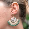Green Multi Disc Dangle Earrings