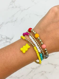 Gummy Bear Charm Beaded Stretch Bracelet Set - Multi