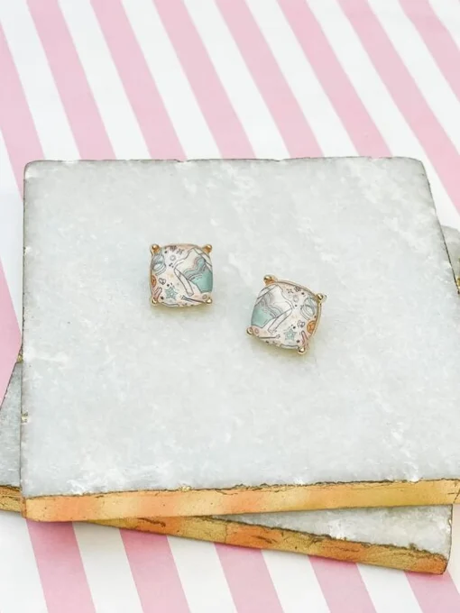 Gymnastics Printed Glass Stud Earrings