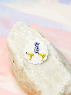 Hair Blow Dryer Signature Enamel Stud Earrings - Yellow