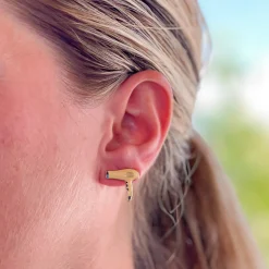 Hair Blow Dryer Signature Enamel Stud Earrings - Yellow