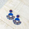 Half Moon Clay Dangle Earrings - Blue Multi