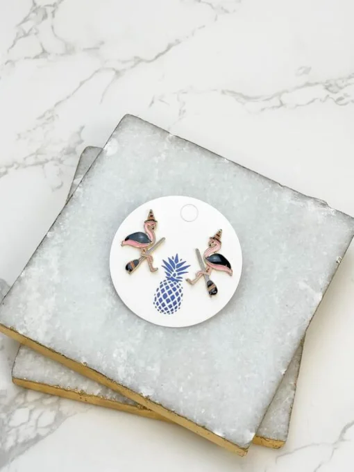 Halloween Flamingo Signature Enamel Studs by Prep Obsessed - Witch