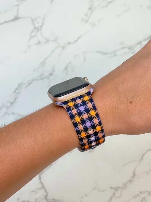 Halloween Plaid Printed Silicone Smart Watch Band - S/M