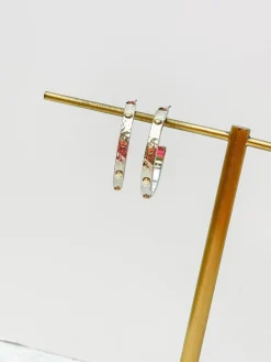 Hammered Two Tone Hoop Earrings