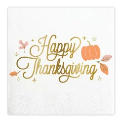 'Happy Thanksgiving' Foil Beverage Napkins