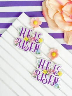 'He Is Risen' Acrylic Dangle Earrings