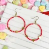 Heart Beaded Dangle Hoop Earrings