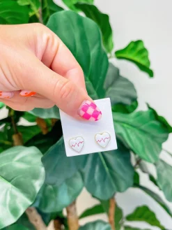 Heart Beat Signature Enamel Studs by Prep Obsessed