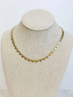 Heart Link Chain Necklace - Gold