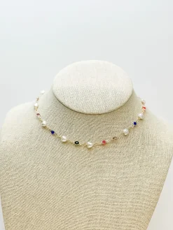 Heart Pearl Station Necklace
