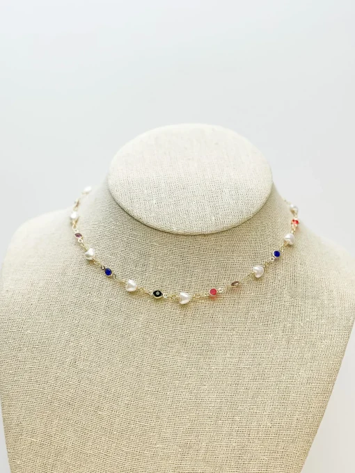 Heart Pearl Station Necklace