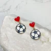 Heart Post Soccer Dangle Earrings