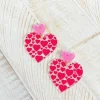 Heart Printed Resin Dangle Earrings