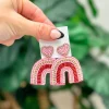 Heart Rainbow Beaded Dangle Earrings