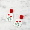 Heart Rose Garden Clay Drop Earrings
