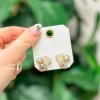 Heart Trio Stud Earrings - White