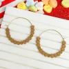Heart-Bead Chevron Hoop Earrings - Brown