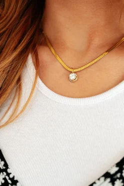 Here to Shine Gold Plated Necklace in White