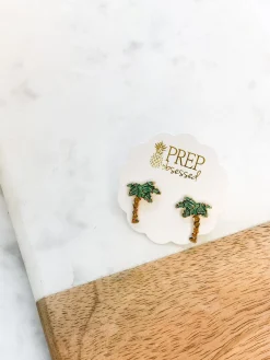 Holiday Palm Tree Signature Enamel Studs by Prep Obsessed