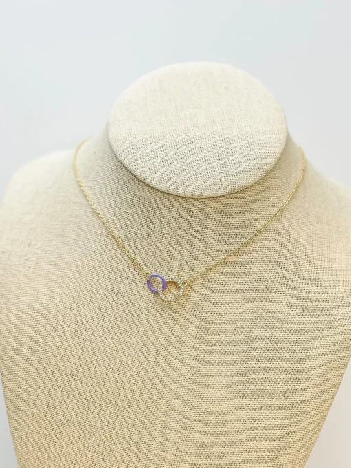 Hoop & Stone Linked Pendant Necklace