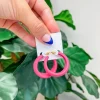 Hot Pink Bubble Hoop Earrings