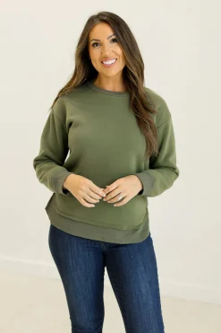 Hunter Green Ribbed Fleece Sweatshirt