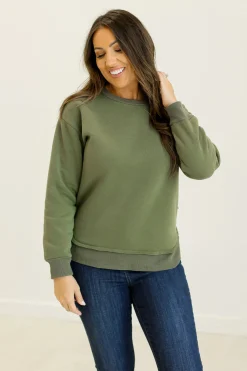 Hunter Green Ribbed Fleece Sweatshirt