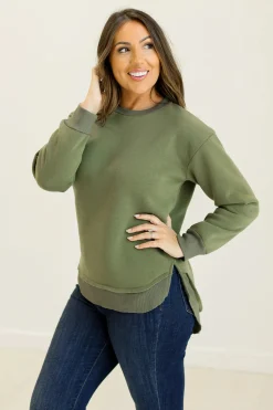 Hunter Green Ribbed Fleece Sweatshirt