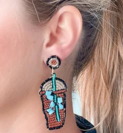 Iced Coffee Beaded Dangle Earrings